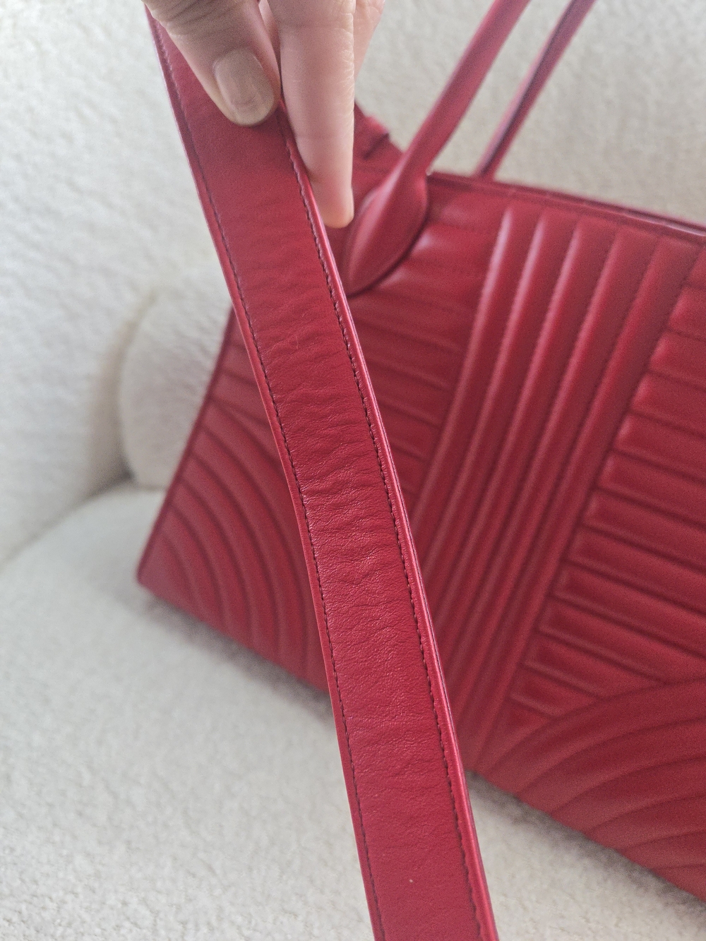 Prada Diagramme Convertible Tote – Red Calfskin Leather - Picture 8 of 17